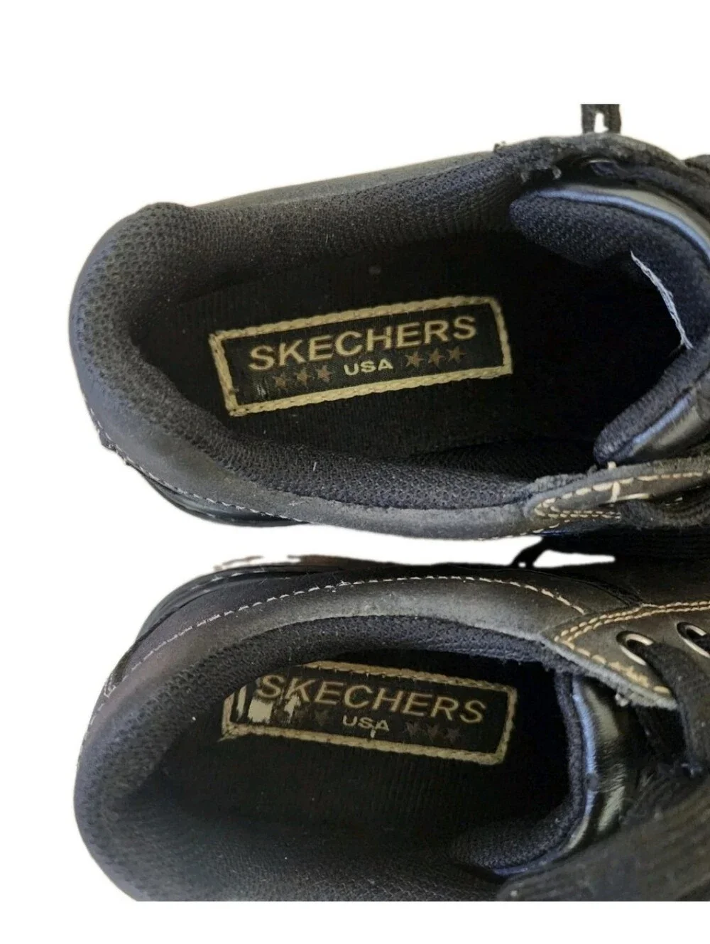 VTG Y2K Skechers Tredd Jammers 8 Black Suede 46406 Chunky Shoes Side Zip Pocket